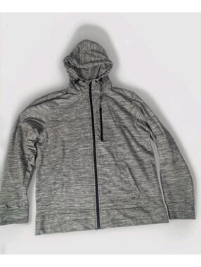 GapFit All-Elements Fleece Full Zip Hoodie Men's Large Gray Space Dye Athletic
